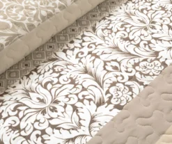 Tan & Beige Bohemian Pattern Stripe Reversible Full/Queen 3-Piece Quilt Set 9 Tan & Beige Bohemian Pattern Stripe Reversible Full/Queen 3-Piece Quilt Set -Hoover Sales Store 810596020 2