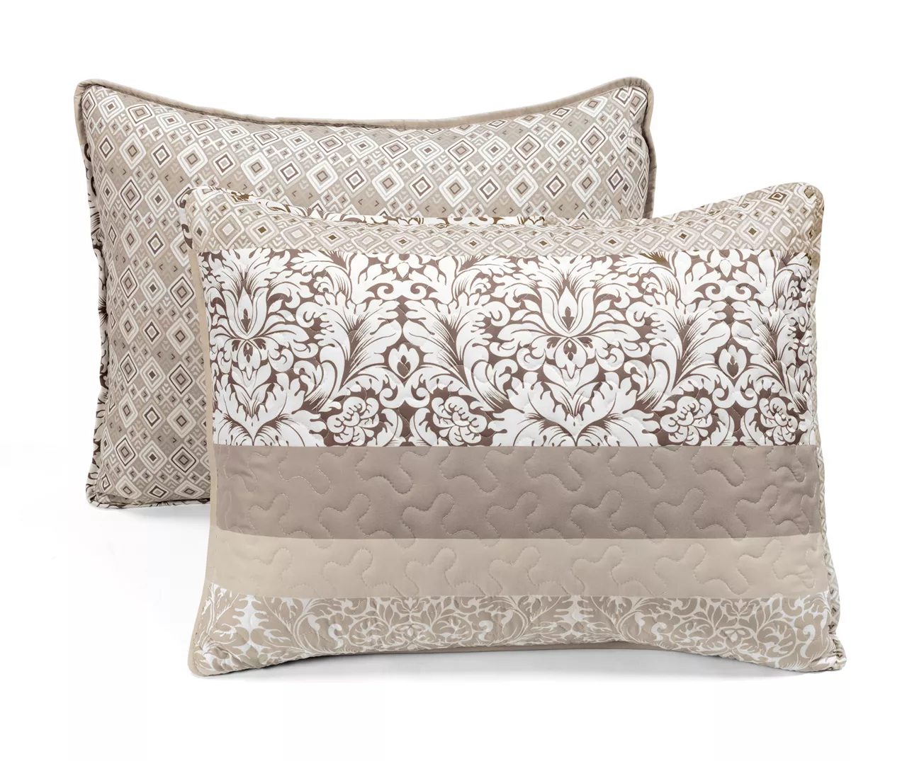 Tan & Beige Bohemian Pattern Stripe Reversible Full/Queen 3-Piece Quilt Set 7 Tan & Beige Bohemian Pattern Stripe Reversible Full/Queen 3-Piece Quilt Set - Image 7