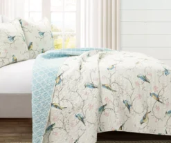Lush Decor White, Blue & Pink Bird & Floral Reversible Quilt Set -Hoover Sales Store 810596024 1