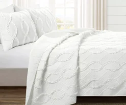 Lush Decor Avon White Ruffled Helix Pattern Quilt Set -Hoover Sales Store 810596041 1