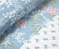 Lush Decor Blue Floral & Stripe Cotton Reversible Quilt Set -Hoover Sales Store 810596052 2