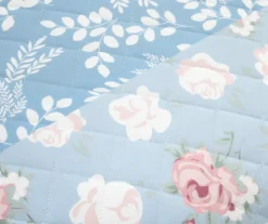 Lush Decor Blue Floral & Stripe Cotton Reversible Quilt Set -Hoover Sales Store 810596052 3