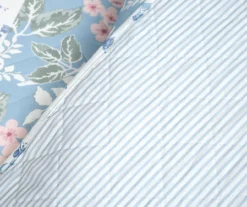 Lush Decor Blue Floral & Stripe Cotton Reversible Quilt Set -Hoover Sales Store 810596052 4