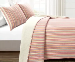 Lush Decor Rust, Yellow & Blue Stripe Quilted Coverlet Set -Hoover Sales Store 810596059 1