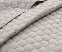 Ella Light Gray Ruffle & Lace-Trim Full/Queen 3-Piece Quilt Set 10 Ella Light Gray Ruffle & Lace-Trim Full/Queen 3-Piece Quilt Set -Hoover Sales Store 810596066 3