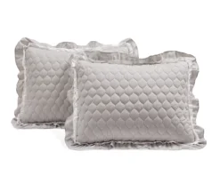 Ella Light Gray Ruffle & Lace-Trim Full/Queen 3-Piece Quilt Set 13 Ella Light Gray Ruffle & Lace-Trim Full/Queen 3-Piece Quilt Set -Hoover Sales Store 810596066 6