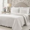 Ella White Ruffle & Lace-Trim Full/Queen 3-Piece Quilt Set