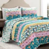 Emily Turquoise & Orange Boho Stripe Reversible Full/Queen 3-Piece Quilt Set
