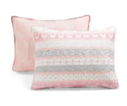Lush Decor Sara Lily Pink & Gray Pattern Stripe Reversible Quilt Set -Hoover Sales Store 810596076 6