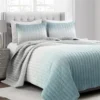 Blue & Gray Crinkle Ombre Full/Queen 3-Piece Quilt Set