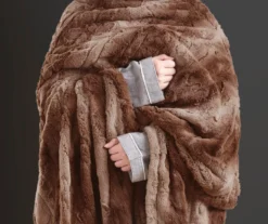 Marselle Stripe Faux Fur Heated Throw, (50" X 70") -Hoover Sales Store 810598131 3