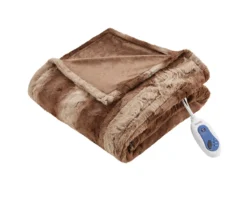 Marselle Stripe Faux Fur Heated Throw, (50" X 70") -Hoover Sales Store 810598131 4