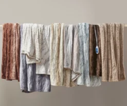 Marselle Stripe Faux Fur Heated Throw, (50" X 70") -Hoover Sales Store 810598131 7