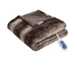 Marselle Stripe Faux Fur Heated Throw, (50" X 70") -Hoover Sales Store 810598132 4
