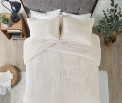 Polar Ivory Patchwork Stripe Faux Fur Twin 2-Piece Comforter Set -Hoover Sales Store 810598147 810598148 810598149 3