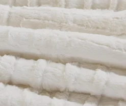 Polar Ivory Patchwork Stripe Faux Fur King/California King 3-Piece Comforter Set -Hoover Sales Store 810598147 810598148 810598149 5 2