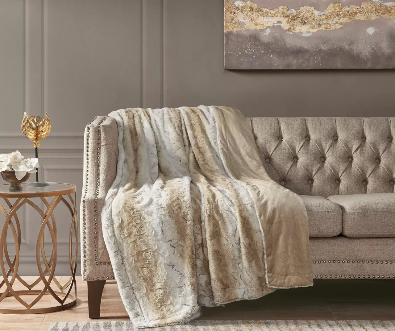 Marselle Stripe Oversize Faux Fur Throw, (60" X 70") 5 Marselle Stripe Oversize Faux Fur Throw, (60" X 70") - Image 5