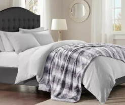 Marselle Stripe Faux Fur Bed Throw, (80" X 96") -Hoover Sales Store 810598166 1