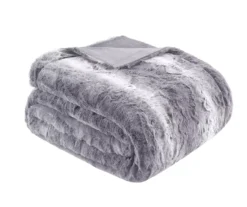 Marselle Stripe Faux Fur Bed Throw, (80" X 96") -Hoover Sales Store 810598166 2