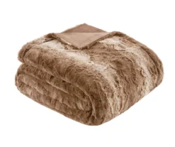 Marselle Stripe Faux Fur Bed Throw, (80" X 96") -Hoover Sales Store 810598168 2