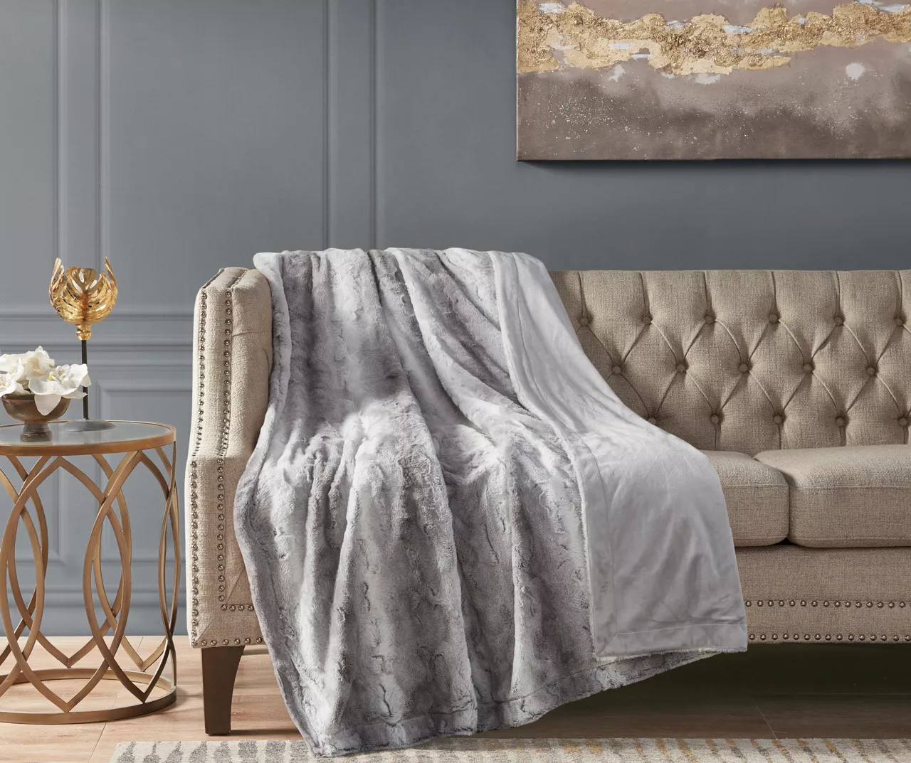 Marselle Stripe Oversize Faux Fur Throw, (60" X 70") 1 Marselle Stripe Oversize Faux Fur Throw, (60" X 70")