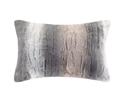 Marselle Blush & Gray Stripe Faux Fur Full/Queen 4-Piece Comforter Set -Hoover Sales Store 810598176 810598177 4