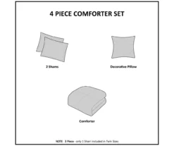 Marselle Stripe Faux Fur 4-Piece Comforter Set -Hoover Sales Store 810598176 810598177 9 1