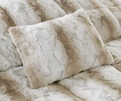Marselle Sand & White Stripe Faux Fur King 4-Piece Comforter Set -Hoover Sales Store 810598178 810598179 3 1