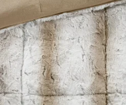 Marselle Sand & White Stripe Faux Fur King 4-Piece Comforter Set -Hoover Sales Store 810598178 810598179 4 1