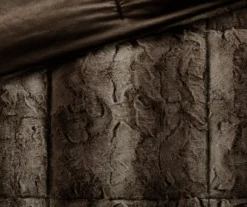 Marselle Brown Stripe Faux Fur King 4-Piece Comforter Set -Hoover Sales Store 810598182 810598183 4