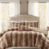 Marselle Stripe Faux Fur 4-Piece Comforter Set