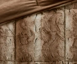 Marselle Stripe Faux Fur 4-Piece Comforter Set -Hoover Sales Store 810598184 810598185 4