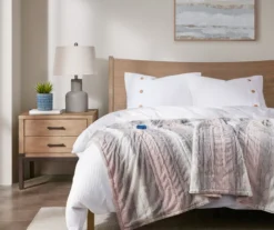 Marselle Stripe Faux Fur Heated Throw, (50" X 70") -Hoover Sales Store 810598187 1