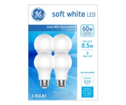 60-Watt Equivalent Soft White A19 LED Light Bulb, 4-Pack