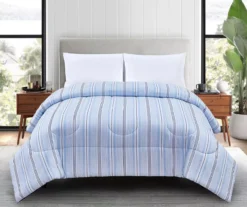 White & Blue Stripe Full/Queen Comforter