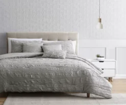 Birch Pebble Gray Crinkle Texture Queen 6-Piece Comforter Set