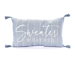 Harvest Meadow "Sweater Weather" Blue Stripe Rectangle Throw Pillow