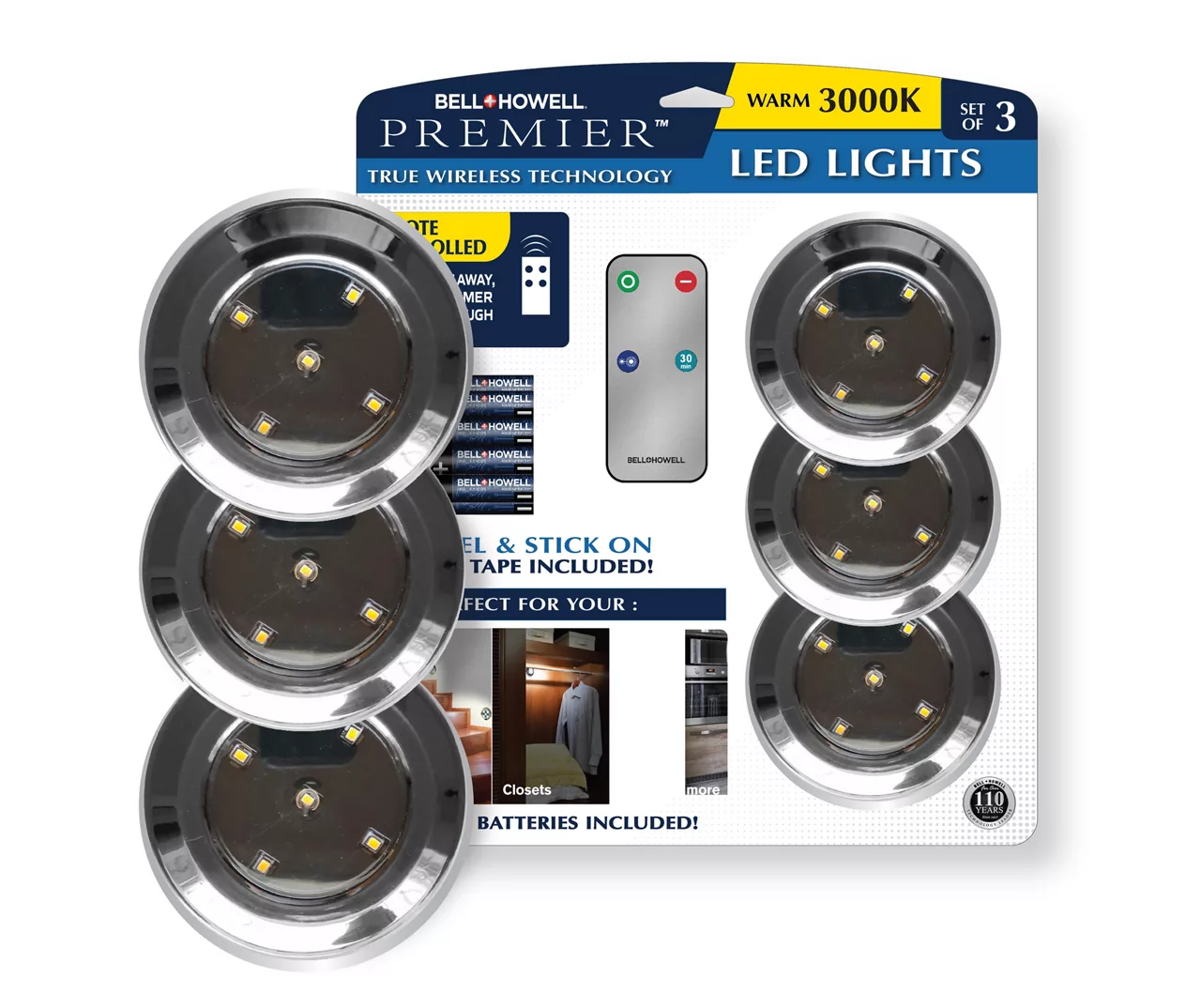 Premier Wireless LED Lights, 3-Pack 1 Premier Wireless LED Lights, 3-Pack