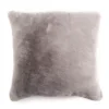 Rainy Day Gray Faux Fur Square Throw Pillow