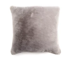 Rainy Day Gray Faux Fur Square Throw Pillow