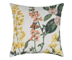 White & Green Floral Square Throw Pillow