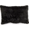 Black Diamond-Texture Faux Fur Lumbar Pillow