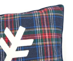 Santa's Workshop Navy & Red Plaid Snowflake Throw Pillow -Hoover Sales Store 810615912 A8 2