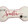 Santa's Workshop "Santa Paws" White Bone Shaped Throw Pillow