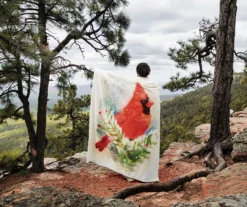 White & Red Cardinal Raschel Throw, (50" X 60") -Hoover Sales Store 810616266 B0 4