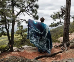 Blue & White Wolf Moon Howling Fleece Raschel Throw, (50" X 60") -Hoover Sales Store 810616373 B0 4