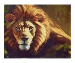 Tan Lion Glare Fleece Raschel Throw, (50" X 60")