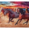Brown Dawn Of Glory Horses Fleece Raschel Throw, (50" X 60")