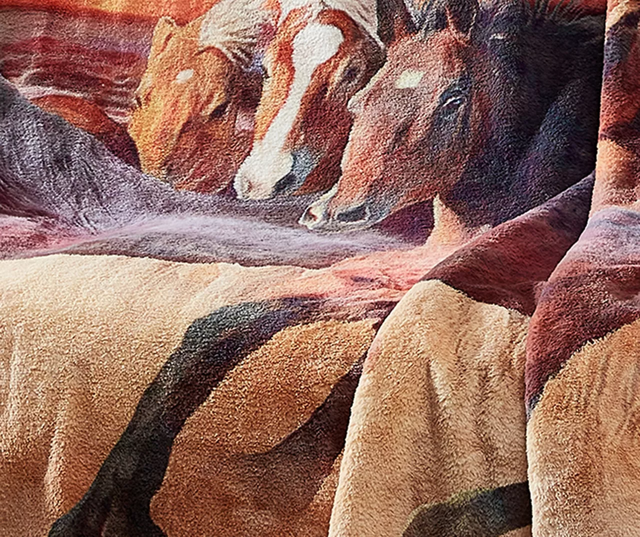 Brown Dawn Of Glory Horses Fleece Raschel Throw, (50" X 60") 2 Brown Dawn Of Glory Horses Fleece Raschel Throw, (50" X 60") - Image 2