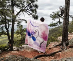 Purple Crescent Unicorn Fleece Raschel Throw, (50" X 60") -Hoover Sales Store 810616378 B0 3